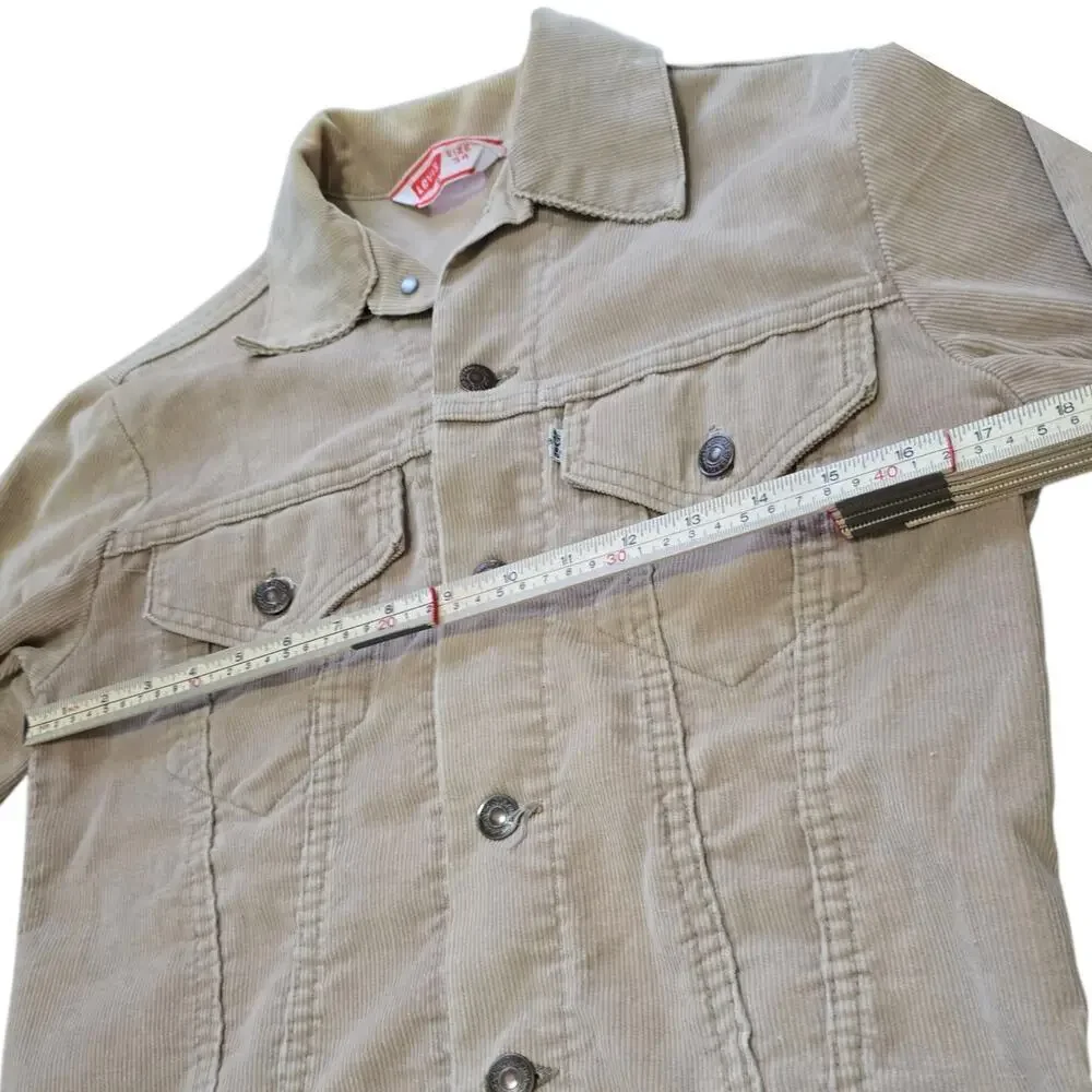 Vintage 70s Levi's Corduroy Trucker Jacket Size XS (34) Made in USA Pockets - Picture 10 of 11